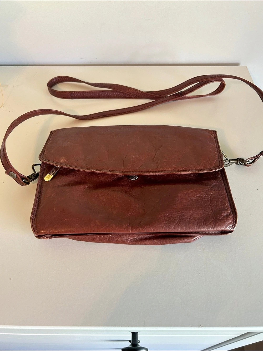 BOSCA Leather Crossbody Bag in Brown